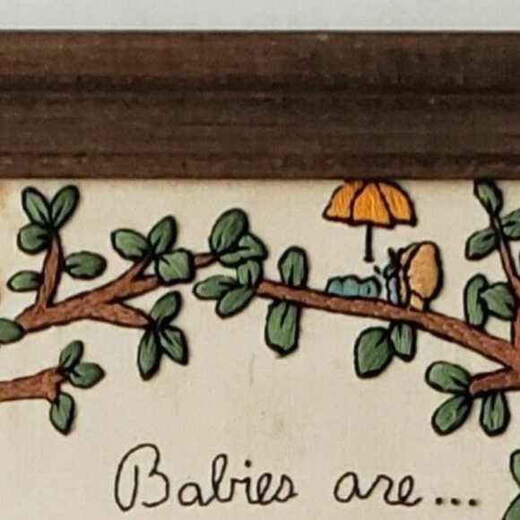 Framed Embroidery Nursery Vintage 15" x 14" - Picture 5 of 8